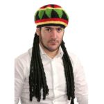 Cappello Rasta / Bob Marley con Trecce per Adulti