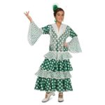 Costume da Ballerina di Flamenco Fiera Verde Bambina