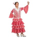 Costume da Ballerina di Flamenco Sivigliana Rosso Bambina