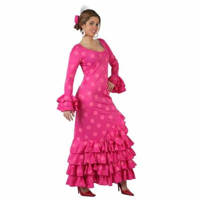 Costume Ballerina di Flamenco Spagnola Fucsia-Rosa