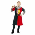 Costume da Crociato Medievale Nero e Rosso Bambino