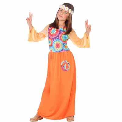 Costume Hippie Arancione Bambina