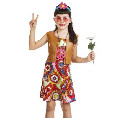 Costume Hippie Marrone Bambina