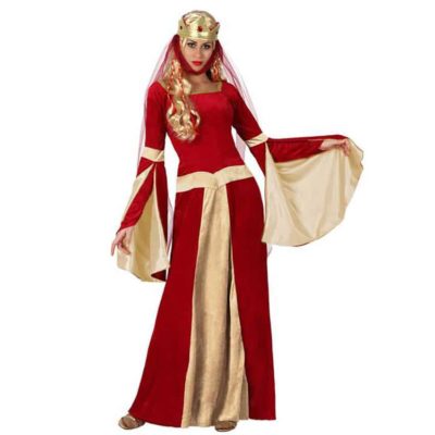 Costume Regina Medievale Rosso/Beige