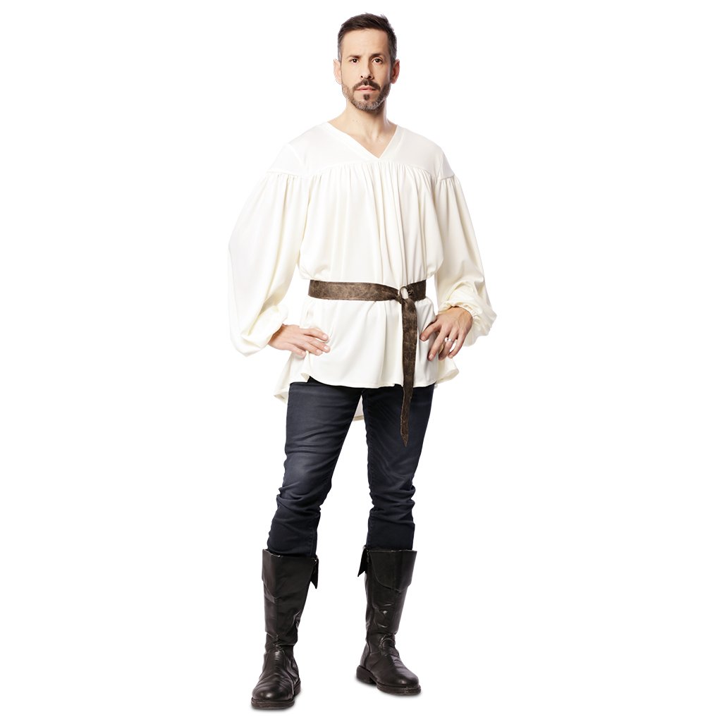 Tunica Medievale Vichinga Uomo | Camicia In Lino Maniche Corte | Costume Halloween Cosplay LARP