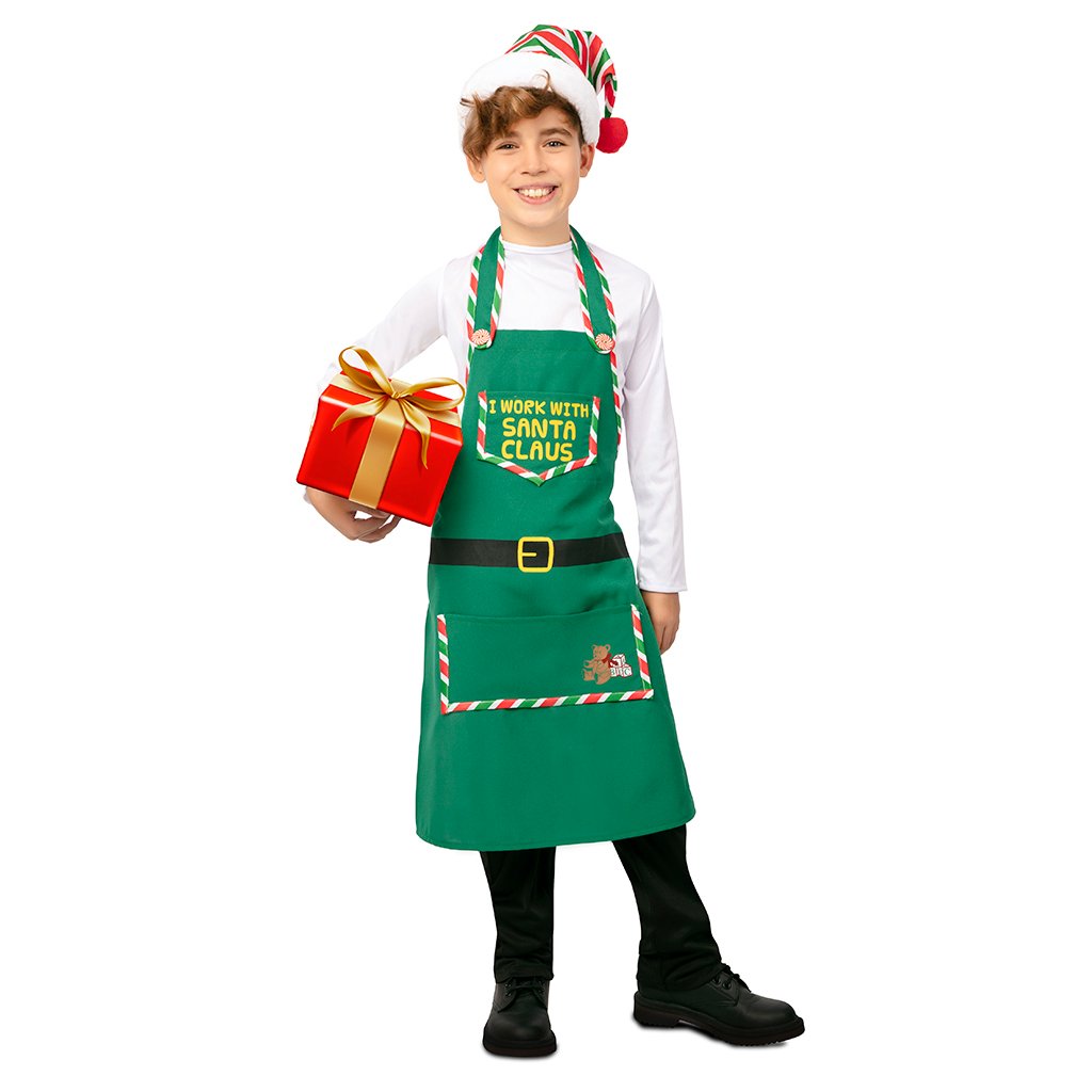 Grembiule Da Elfo Di Natale In 3 Pezzi: Con Fascia E Orecchie Da Elfo, Grembiule Con Tasche, Design Rosso E Verde, Set Per Feste E Regali Di Natale
